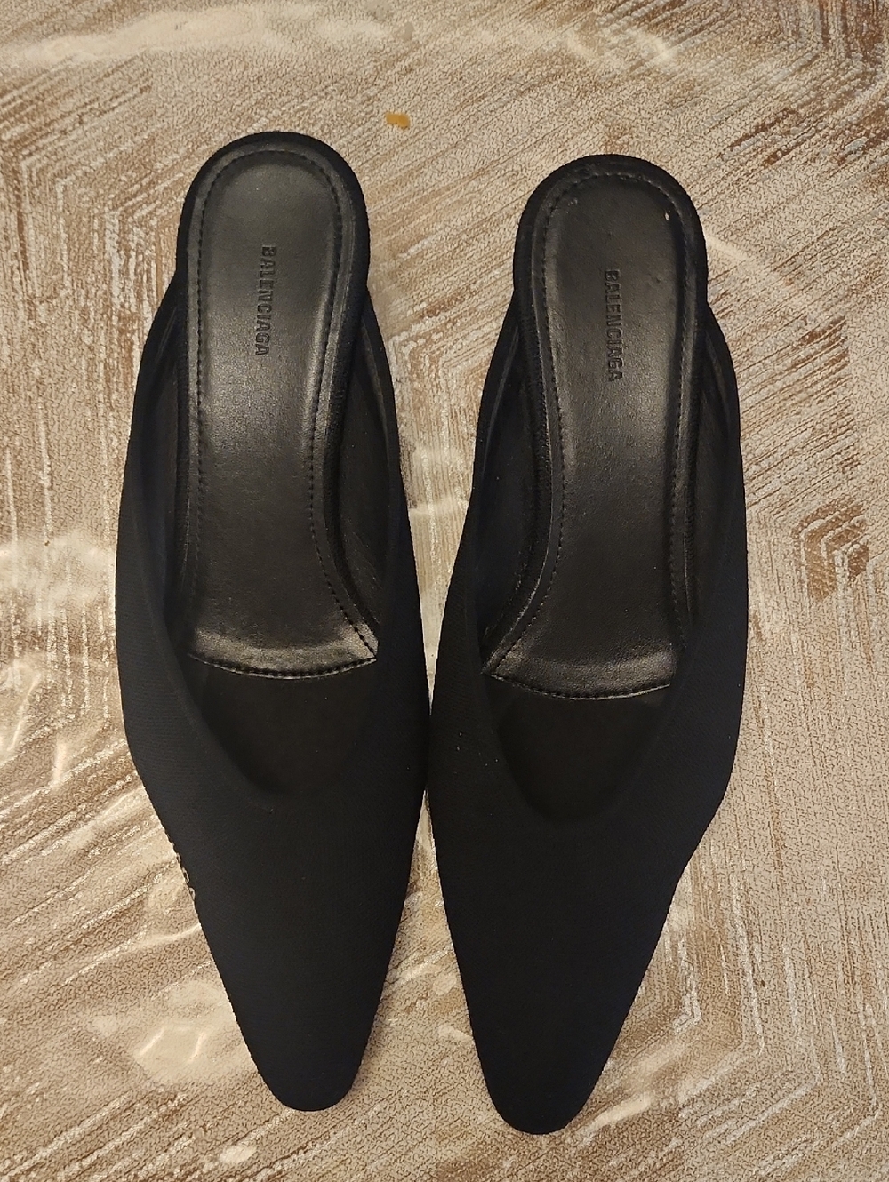Balenciaga Black Pointed Slip-On Mules - Women's